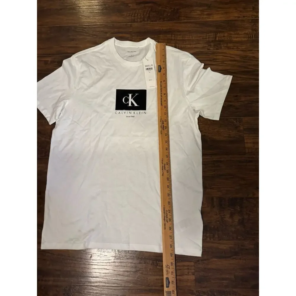CALVIN KLEIN men’s white crew neck short sleeve T-shirt Sz:M